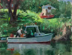 Neddick Inlet by Harry Barton, Oil on Masonite, sold Jan 2025