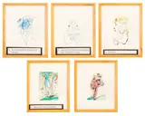 Five Abstract Compositions by Eva Bouzard-Hui, Mixed Media on Paper, sold Jan 2025