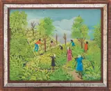 Landscape Scene with Figures by Jean Edner, Oil on Panel, sold Jan 2025