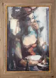 Maquillage by John Douglas Duder Walton, Oil on Masonite, sold Jan 2025