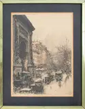 Porte St. Denis by Luigi Kasimir, 1925, Etching in Colors, sold Jan 2025