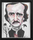 Edgar Allen Poe by Allison Brams, 2013, Mixed Media on Paper, sold Jan 2025