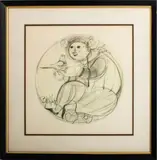 Girl with Bird by Bjørn Wiinblad, Lithograph, sold Jan 2025