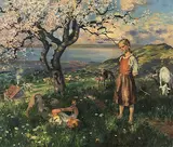 Blick von der Vögelinsegg gegen den Bodensee, 1897 by Carl August Liner, oil on canvas, sold Mar 2018