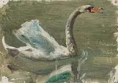 Schwanenstudie, 1886 by Frank Buchser, oil on canvas, offered Mar 2018