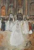 Paris, "Les Communiantes à Saint Sulpice", um 1907 by Alice Bailly, oil, sold Mar 2018