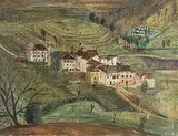 Tessiner Dorf aus der Vogelschau, um 1945 by Alis Guggenheim, oil on canvas, sold Mar 2018
