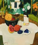 Nature morte aux Fruits", 1972/79 by Georges Borgeaud, oil on canvas, sold Mar 2018