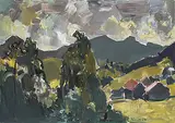 Blick aus dem Atelier gegen Kamor und Hoher Kasten, 1950 by Carl Walter Liner, oil on canvas, sold Mar 2018