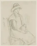 Filette avec sa chatte by René Victor Auberjonois, pencil, sold Mar 2018