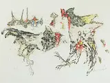 Hahnenkampf by Alois Carigiet, 1969, color lithograph, sold Mar 2018