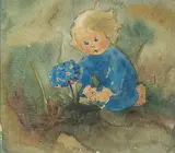 Das Vergiss mein nicht kindlein by Mili Weber, watercolor, sold Mar 2018