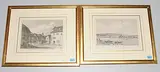 Vue intérieur du Pont de la Suze à Bienne" / "Vue du Chateua de Nidau by Biel und Nidau, etching, sold Mar 2018