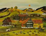 Beim Heuen by J. B. Waldburger, oil on canvas, sold Mar 2018