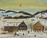Der Fleisch Hausierer im Winter by J. B. Waldburger, oil on canvas, sold Mar 2018