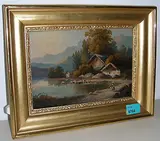 Seeufer in Voralpiner Landschaft, 1858 by Jakob Büchi, oil on panel, offered Mar 2018
