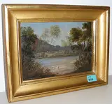 Weiherlandschaft mit Schwänen by Konrad Usteri, oil on panel, sold Mar 2018