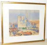 Notre Dame by Otto Baumberger, 1948, watercolor, sold Mar 2018