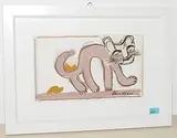 Katze by Hans Krüsi, mixed media, sold Mar 2018