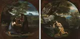 Gegenstücke: Die büssende Magdalena / letzte Kommunion der Maria von Ägypten by Filippo Lauri, oil on canvas, sold Dec 2017