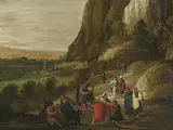 und Jordaens, Hans III, zugeschrieben (1590 Antwerpen 1643) Christus heilt den Blinden auf dem Weg nach Jericho by Josse de Momper, oil on panel, offered Dec 2017