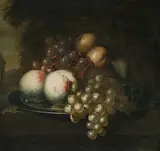Stilleben mit Trauben und Pfirsichen by Jacoba Maria van Nickelen, oil on panel, offered Dec 2017