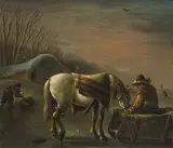 Winterlandschaft mit Pferd by Andries Vermeulen, oil on panel, offered Dec 2017