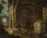 zugeschrieben Latona verwandelt die lykischen Bauern in Frösche by Abraham van Cuylenborch, oil on panel, sold Dec 2017