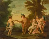 Kinder eine galante Szene spielend by Frankreich, 18.Jh., oil on canvas, sold Dec 2017