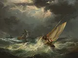 zugeschrieben Schiffe in stürmischer See by James Wilson Carmichael, oil on board, sold Dec 2017