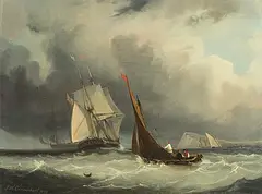 zugeschrieben Fischerboote auf rauher See by James Wilson Carmichael, 1849, oil on canvas, sold Dec 2017