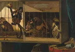 Monkeys in a Cage by Charles Verlat, 1862, oil on panel, sold Dec 2017