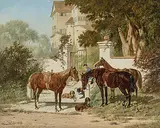 Vor der Parkpforte by Franz Quaglio, 1892, oil on panel, sold Dec 2017