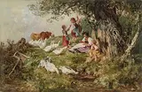 Auf der Gänseweide by Antonio Montemezzo, oil on panel, sold Dec 2017