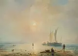 Seine) Die Rückkehr der Fischer by Jean Antoine Théodore Gudin, 1864, oil on canvas, sold Dec 2017