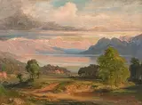 zugeschrieben Landschaft am Genfersee mit Blick gegen das Wallis by Bernhard Fries, oil, offered Dec 2017