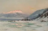 Der Lac d'Annecy im Winter by Gabriel Loppé, oil on canvas, sold Dec 2017