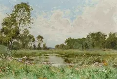 Les prés fleuris by Albert Rigolot, oil on canvas, sold Dec 2017