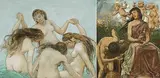 Quellnymphe (recto) / Rheintöchter (verso) by Hans Thoma, oil, sold Dec 2017
