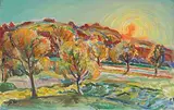 Paysage enneigé avec arbres ensoleillés by Nicolas Tarkhov, oil on board, sold Dec 2017
