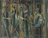 Composition avec des passants by Jean Bertholle, 1956, oil on canvas, offered Dec 2017
