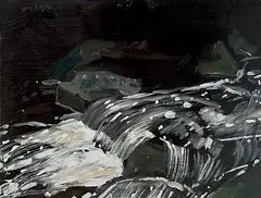 Rushing Brook I by Alex Katz, 1990, oil on board, sold Dec 2017