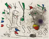 Hommage à Picasso by Joan Miró, 1972, color aquatint, sold Dec 2017