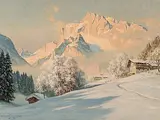 Raureifmorgen bei Berchtesgaden mit Hochkalter by Erwin Kettemann, oil on canvas, sold Dec 2017