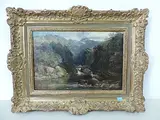 zugeschrieben Flusslandschaft mit Fischer by Joseph Mellor, oil on canvas, sold Dec 2017