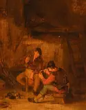 zugeschrieben Rauchende in einem Interieur by Adriaen van Ostade, oil on panel, sold Dec 2017