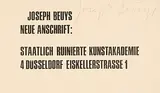 Joseph Beuys Neue Anschrift: Staatlich ruinierte Kunstakademie 4 Düsseldorf Eiskellerstrasse 1 by Joseph Beuys, 1973, pencil, offered Dec 2017