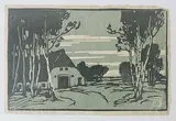 Bauernhaus by Cläre Neuhaus-Nissen, color woodcut, offered Dec 2017