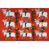 Cowboys on Billy Goats by Mamie Deschillie, acrylic on cardboard, sold Aug 2023
