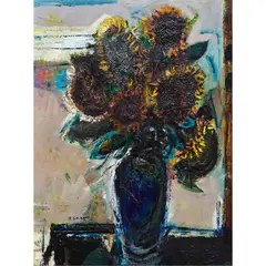 Sunflower Bouquet by Robert Frame, oil on canvas, sold Aug 2023